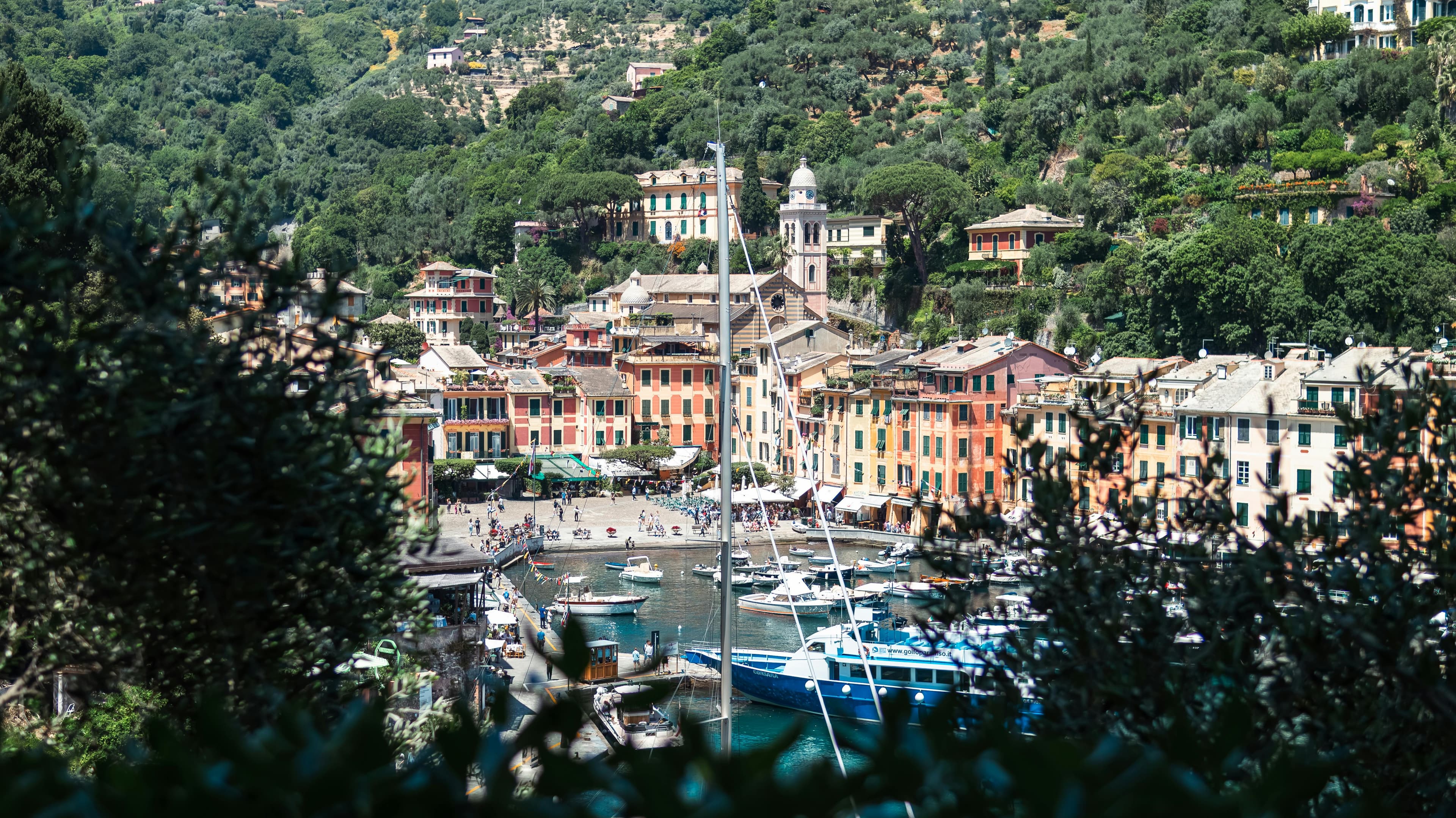 Mediterranean coastline and yacht scene